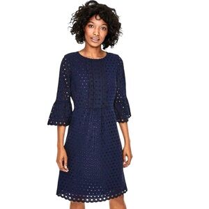 Boden Navy Long Sleeve Eyelet‎ Dress